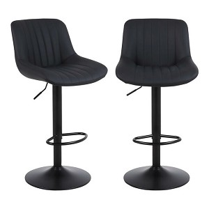  Adjustable Bar Stools Set of 2, Swivel Counter Height Barstools with Back - Moustache- Black  
