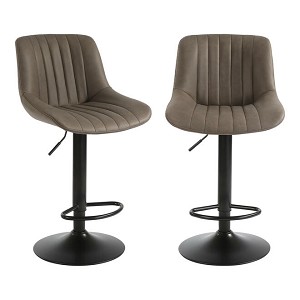  Adjustable Bar Stools Set of 2, Swivel Counter Height Barstools with Back - Moustache- Brown 