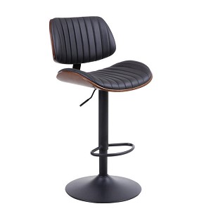  Industrial Swivel Upholstered Bar Stools with Backs & Foot Ring, Adjustable Height - Moustache 