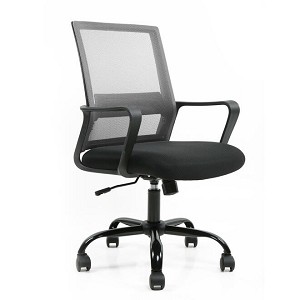 Mid-Back Adjustable Height Ergonomic Task Office Chair with Lumbar Support - Moustache- Grey 