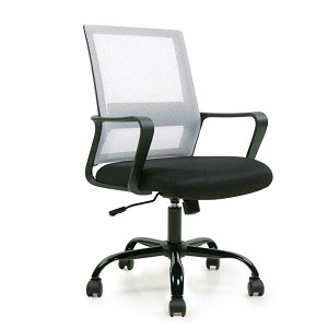  Mid-Back Adjustable Height Ergonomic Task Office Chair with Lumbar Support - Moustache- White  