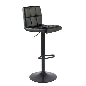 Swivel Adjustable Bonded-Leather Bar Stool - Moustache- 1/Pack, Matte Black 