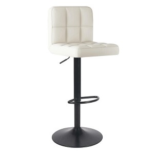  Swivel Adjustable Bonded-Leather Bar Stool - Moustache- White, 1/Pack  