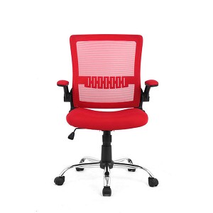  Colorful Mesh Office Chairs with Flip Up Arms, Mid Back - Moustache- Red  