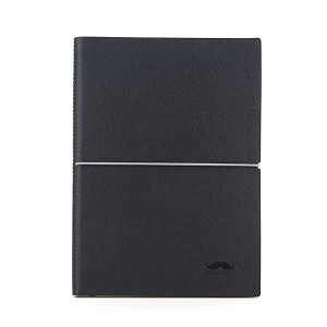 PU Notebook, 96 Sheets, A5 - Moustache - Black & Gray 