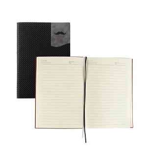 Embossed Plait PU Notebook, A5, 96 Sheets, Black - Moustache® 