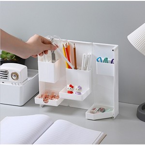 Desktop Foldable Stationery Holder, Plastic, White - Moustache® 