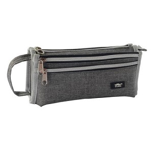 Simple Multi-Compartment Pencil Case with Carrying Handle, Gray - Moustache® 
