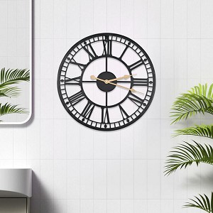 15.7-Inch Wall Clock, Silent Non Ticking Battery Operated Roman Numeral Wall Clock - Moustache 