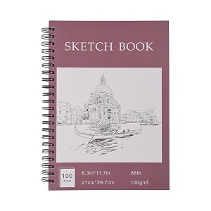 A4 Professional Spiral Drawing Sketch Book, 68lb /100 gsm, 100 Sheets - Moustache® 