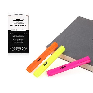 Highlighter, Bright Neon Colour, Chisel Tip, 3/Box - Moustache® 