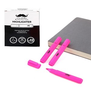 Highlighter, Bright Neon Colour, Chisel Tip, 12/Box - Moustache® - Pink 