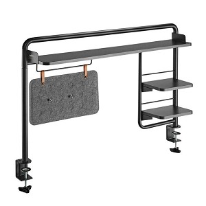 Clamp-On Steel Desktop Storage Shelf with Magnetic Memo Board - Moustache® - Black 