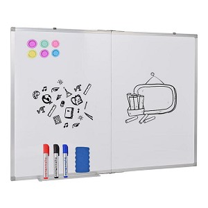 Aluminum Frame Large Dry Erase White Board/Magnetic Foldable Whiteboard, 47 x 39in - Moustache 