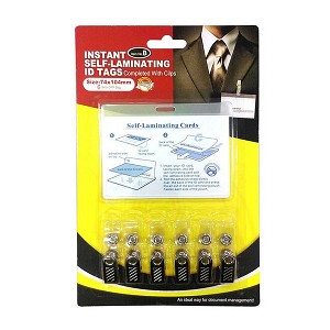 Instant Self-Laminating ID Tags with Clips, 6 Sets - Moustache® 