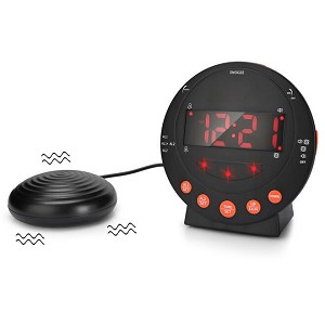 Extra Loud Vibrating Alarm Clock with Bed Shaker and Flashing Light - Moustache 