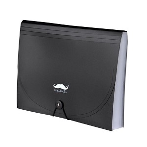 Expanding File Folder with String-Tie Closure, Letter Size, 13 Pockets, Black - Moustache® - 1/Pack 