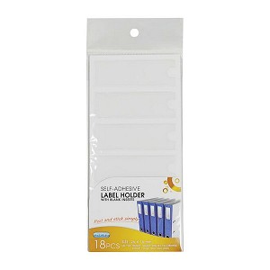 Self- Adhesive Pockets Label Holder with Blank Inserts, 25 x 75mm, 18Pcs - Moustache® 