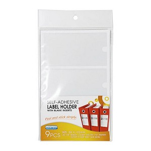 Self- Adhesive Pockets Label Holder with Blank Inserts, 55 x 102mm, 9Pcs - Moustache® 