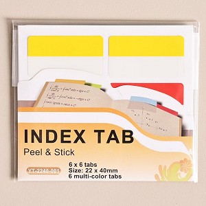 6 Multi-Color Tabs Writable Labels for Bookmarks, Classify Files, 36 Pieces - Moustache® 