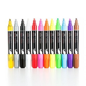 Liquid Chalk Board Window Markers, 12/Pack, With Free 40 Chalkboard Labels - Moustache® 