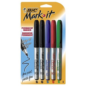 BiC® Mark-it™ Fine Point Permanent Marker - 5/Pack 