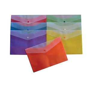 Geo® Frosted Snap Button Side Opening Plastic Document Envelope, 12/Pack 