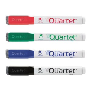 Quartet Dry Erase Whiteboard Marker, Chisel Tip (Black / Blue / Green / Red) - 4/Pack 