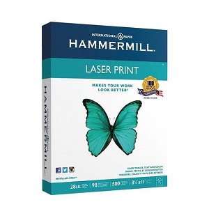 Hammermill® Premium Laser Paper, 28 lbs, 98 Bright, Letter, 500 Sheets / Ream - 515023 
