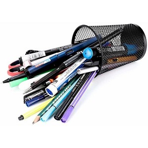 Winnable® Mesh Pencil Cup, Enamel Wire Mesh, Black 