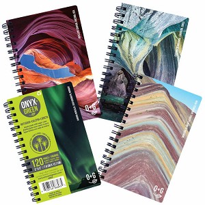 Onyx & Green Eco-Friendly Earth Notebook with Double Sided Metal Coils, 60 Sheets, 3" x 5" 