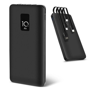 4 in 1 Fast Charging Power Bank with Built-in Cables, 10000mAh - PrimeCables 