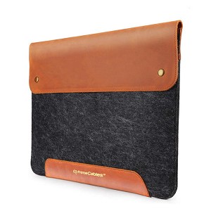 Genuine Leather and Fleece Laptop Bag Sleeve Slim and Easy to Take - PrimeCables 