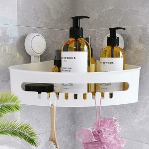 Wall Mounted Suction Cups Corner Shower Caddy Bathroom Shower Shelf Storage Basket - STORA 
