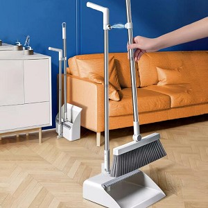 Broom with Dustpan Combo Set, Upright Standing Dustpan with Magnetic Hook - STORA™ 