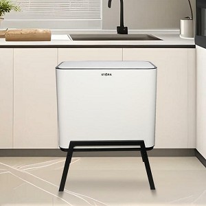Large Trash Can Eco-Friendly 40L Dual-Compartment Trash Can with Small Compost Bin - STORA™ 