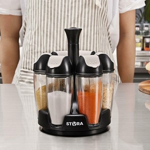 6-Jar Revolving Spice Rack - 100ml Glass Jars, Scratch-Resistant, BPA-Free - STORA  