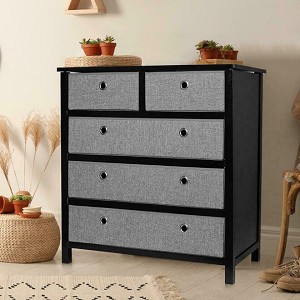 Simple Storage Dresser with 5 Fabric Drawers, Gray for Living Room Bed Room - SortWise® 