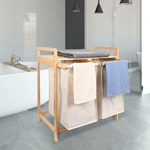Bamboo Laundry Hamper Organizer with Double Sorter, 60L Large Capacity - SortWise® 