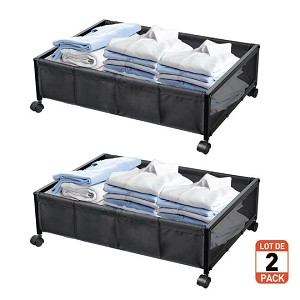 Under Bed Rolling Cart Storage Containers with Wheels for Clothes,Shoes, 2/Pack - SortWise® 