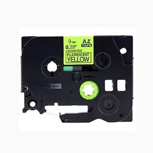 Compatible Brother TZe-C21, TZeC21 P-Touch Label Tape, 9mm (0.375 Inch), Black on Fluorescent Yellow 