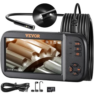Triple Lens Endoscope Camera, 4.5 IPS Screen Borescope Inspection Camera with 1080P Lens, Semi-rigid Snake Cable, 8 Lights, 2860 mAh Battery, Waterproof Endoscope for Auto, Wall, Drain 