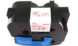 Compatible Brother TZe-162, TZe162 36mm, TZe162 length of 8M Red on Clear P-Touch Label Tape 