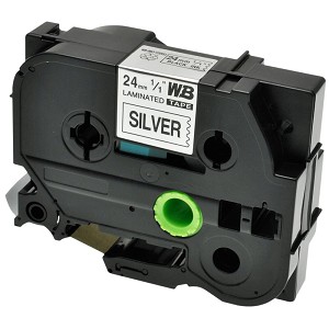 Compatible Brother TZe-951, TZe951 24mm (1 Inch), Length of 8M, Black on Silver Label Tape 