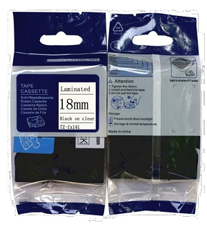 Compatible Brother TZe-FX141, TZeFX141 18mm (0.75 Inch), Length of 8M, Black on Clear Flexible Label Tape 