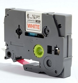 Compatible Brother TZe-212, Tze212 6mm (0.25 Inch), Length of 8M, Red on White Label Tape 