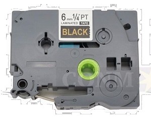Compatible Brother TZe-314, TZe314 6mm (0.25 Inch), Length of 8M, Gold on Black Label Tape 