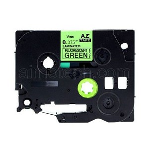 Compatible Brother TZe-D21, TZeD21 9mm (0.375 Inch), Black on Fluorescent Green Label Tape 