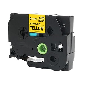 Compatible Brother TZe-FX611 6mm (0.25 Inch), Length of 8M, Black on Yellow Flexible Label Tape 
