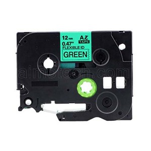 Compatible Brother TZe-FX731, TZeFX731 12mm (0.5 Inch), Length of 8M, Black on Green Flexible Label Tape 